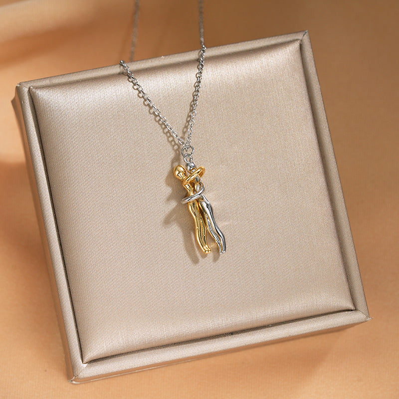 Elegant Inlaid Zircon Exquisite Titanium Steel Necklace for Women Fashionable Versatile Internet Celebrity Collarbone Chain Niche Light Luxury Jewelry