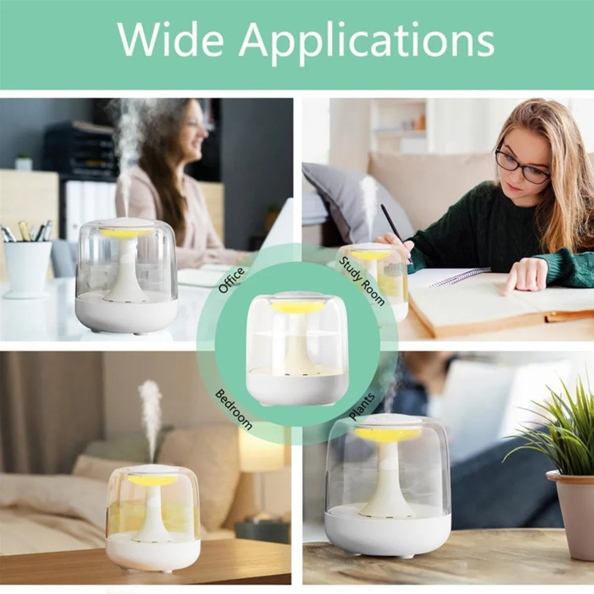 Transparent Ultrasonic Essential Oil Diffuser Cool Mist Humidifier Quiet Bedroom Desk