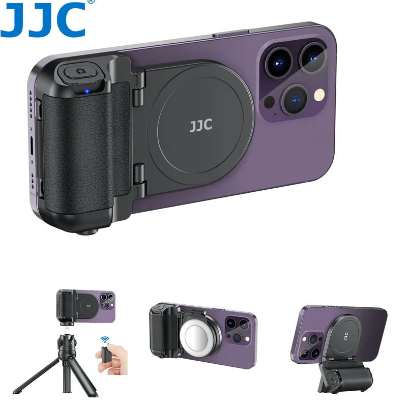 JJC Magnetic Phone Grip Selfie Photo Bracket With Wireless Remote Control 1/4" Screw Phone Mount For iPhone 16 15 14 13 series