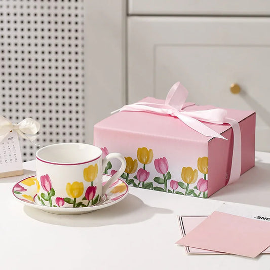 Cute Coffee Cup Set Flower Creative Coffee Cup Korean Style Good Looking Afternoon Tea Coffee Cup A Good Choice For Giving Gift