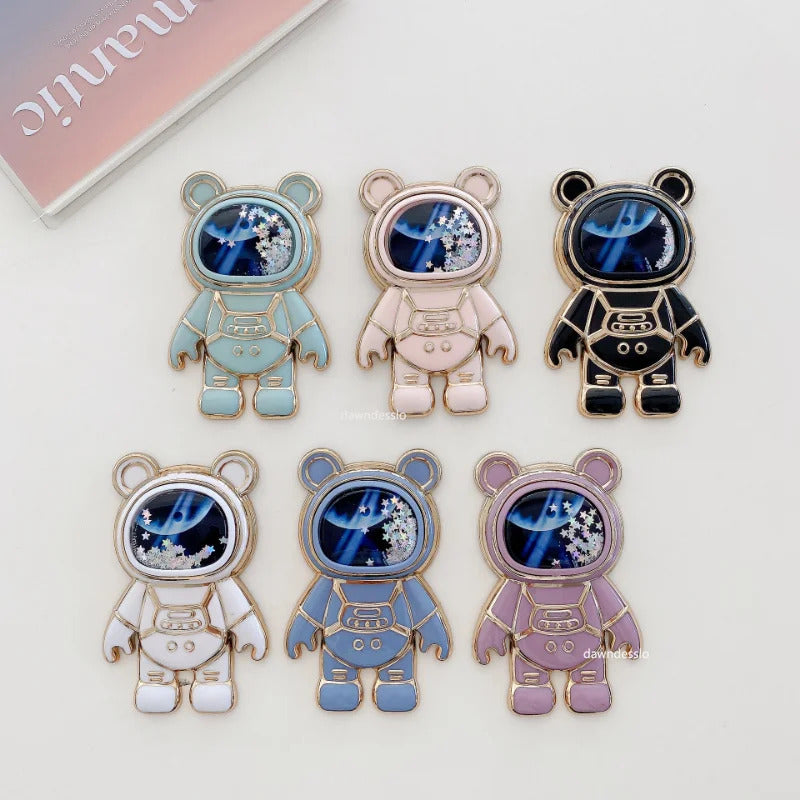 Foldable Desktop Bracket Kawaii Cartoon Stand Cute Liquid Quicksand Astronaut Stand Holder Phone Holder Desk Accessories