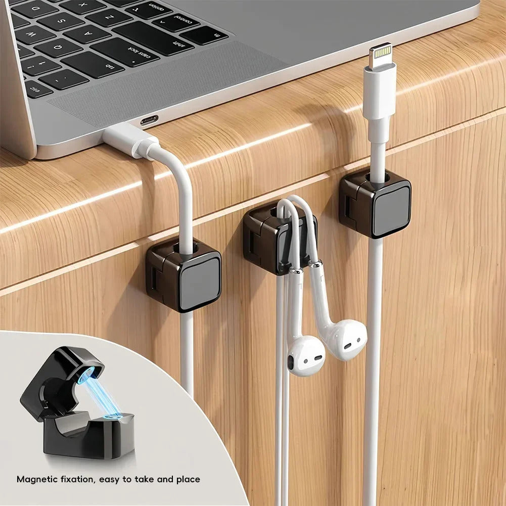 6Pcs Holder Adhesive Wire Keeper Cord Cable Magnetic Cable Clip Charging Cable Organizer for Home Office Under Desk Management
