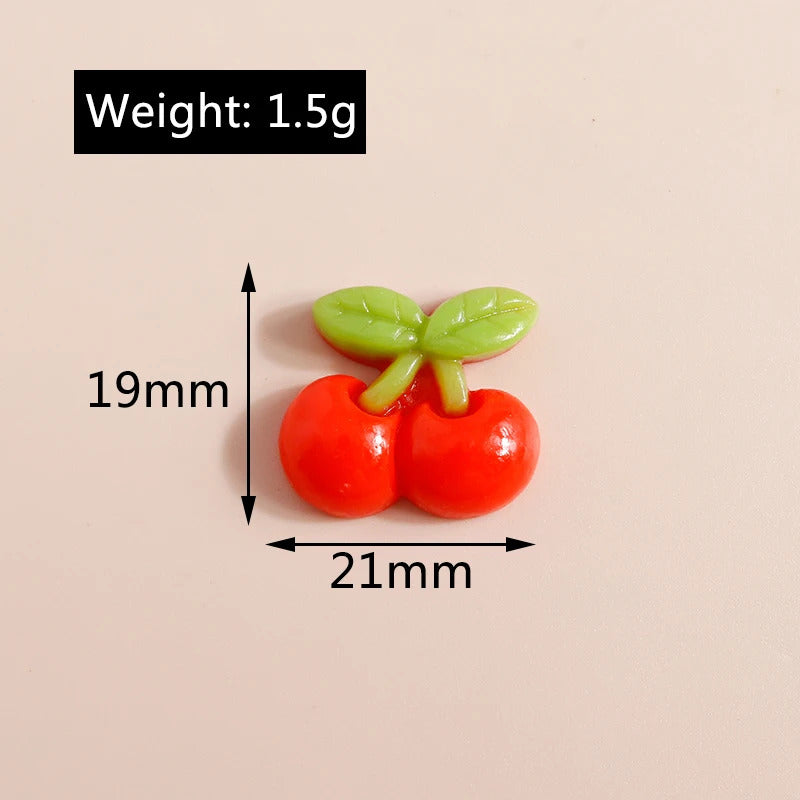 10pcs Mix Cute Mini Fruit Charms Pear Cherry Pineapple Peach Avocado Flat Back Resin Cabochons Scrapbook DIY Jewelry Accessories