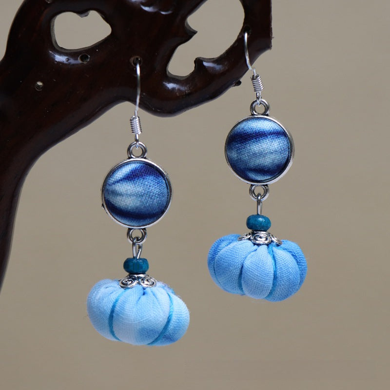 Ethnic style blue tie-dye earrings hand-woven tie-dye earrings travel companion gift