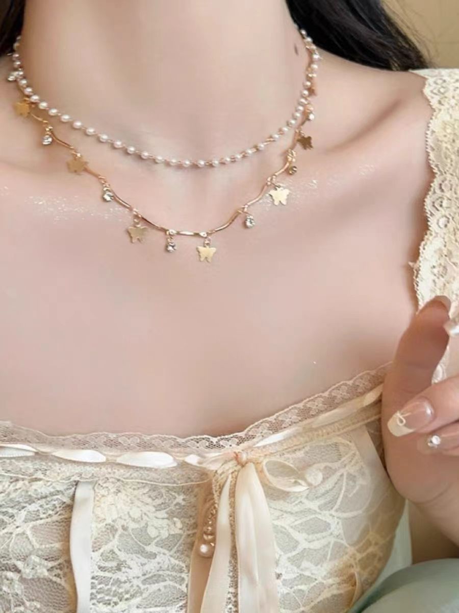 Vintage Mango Star Double Layer Stacked Necklace for Women Creative Niche Light Luxury Personality Versatile Clavicle Chain High-end Accessory Trend