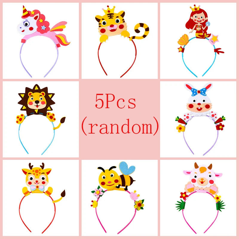 Kids Creative Crown Hat Princess DIY Craft Toy Cartoon Animal Headwear Educational Toys For Girls Handmade Decoration Gift