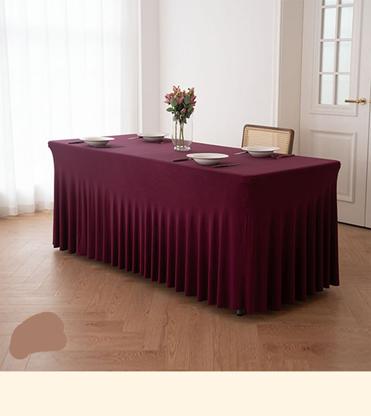 Elastic Table Cover Wedding Banquet 6FT Sun Skirt Rectangular Hem Hotel Party