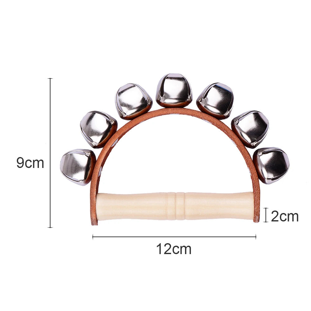 Handbell Hand Bells with 5pcs/7pcs Jingle Bells Wood Handle Musical Instrument Toy for Music Class