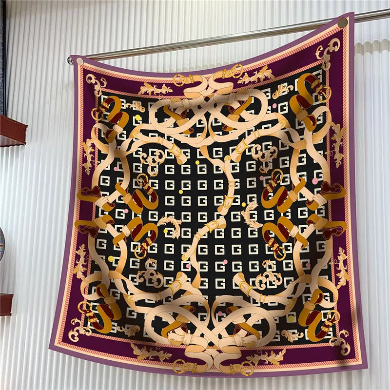 New Year Gift 90cm Large Square Scarf Scarf Women'S Scarves Spring And Autumn Style Fashion Shawl European American Twill Print