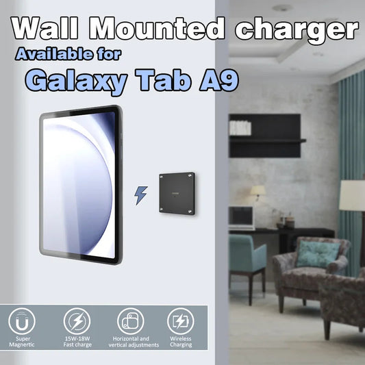 Supplied Magnetic Wall Mounted Charging Stan for Samsung Galaxy Tab A9 8.7 inch intelligent switch 18W Power in Wall emonita