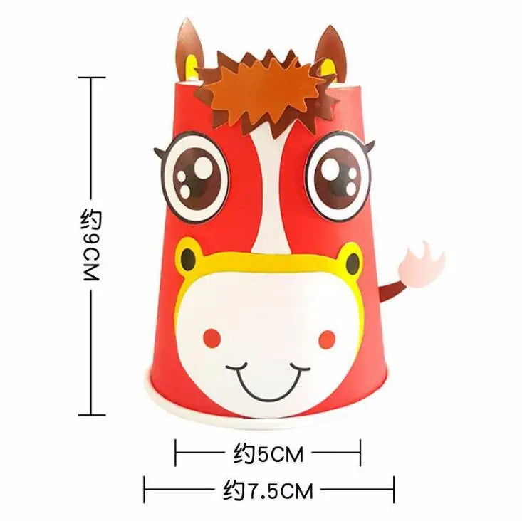 12pcs Children 3D DIY handmade Paper Cups Sticker Material Kit Whole Set Kids Kindergarten School Art Craft Educational Toys GYH