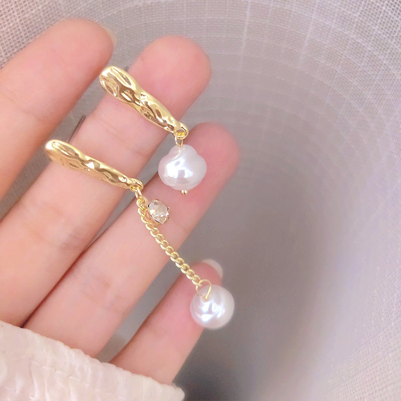 Earrings Pearl Style Elegant High-end Drop Earrings Sophisticated Heart-shaped Earrings Simple Internet Celebrity Ear Jewelry 925 Silver Needle