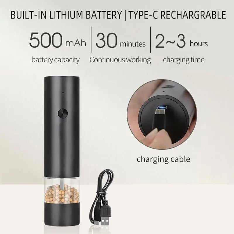 Rechargeable Electric Salt And Pepper Grinder Set-Peppercorn & Sea Salt Spice Shaker Mill Set With Adjustable Coarseness Durable