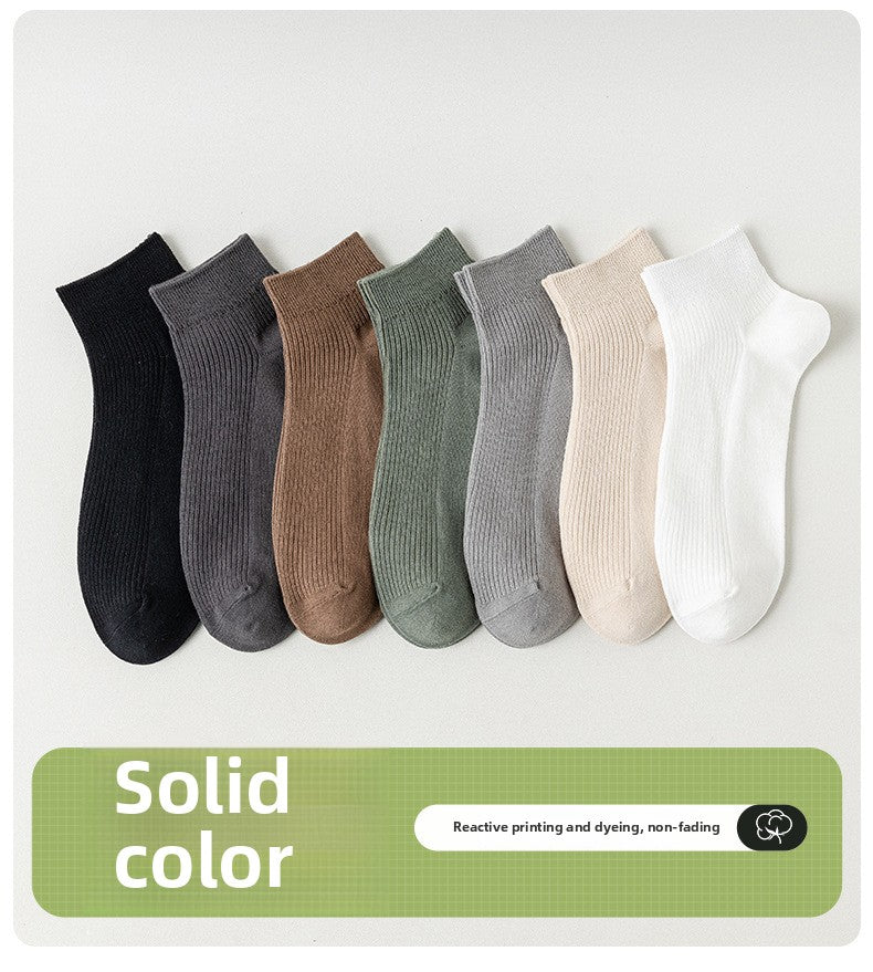 Socks Men's Spring and Summer Thin genuine goods Cotton Double Needle Drawable Mid-Tube Socks Anti-Bacterial Odor Bone-Free Sweat-Absorbing Men's Socks