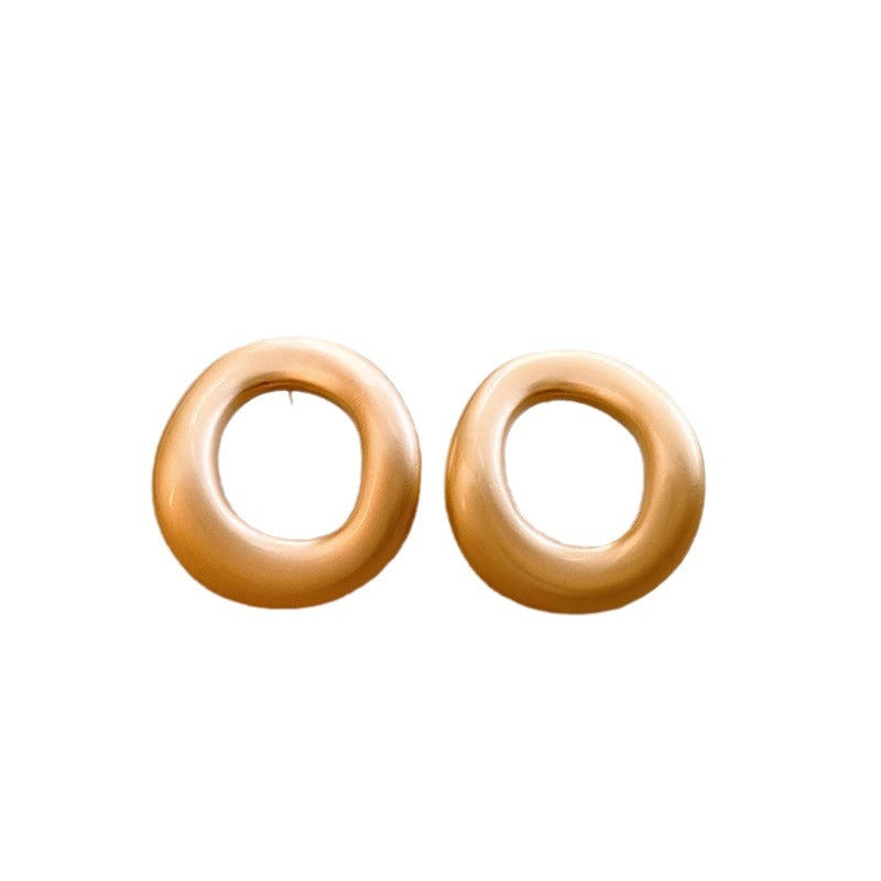One Cold Style Simple Metal Earrings Retro High Fashion Style Texture Round Earrings