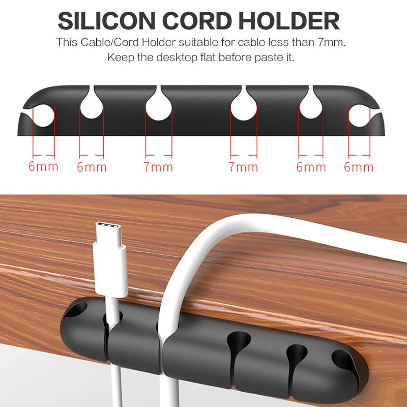 Cable Organizer Feel Free To Stick Multi-function Desktop USB Cable Organizer Wire Winder Silicone Tie Fixer Wire Management