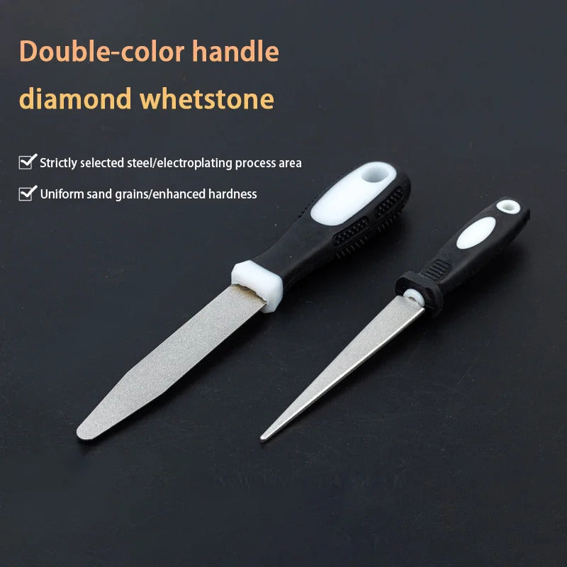 Diamond Sharpening Stone With One Stone And Two Birds Double-sided Flat And Curved Design Easy To Grip Handle Knife SharpenerNew