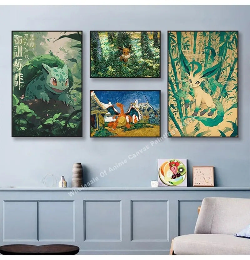 PokeMon Decorations PokeMon PokeMon Pikachu Hanging Paintings Children's Room Cartoon Anime Mural