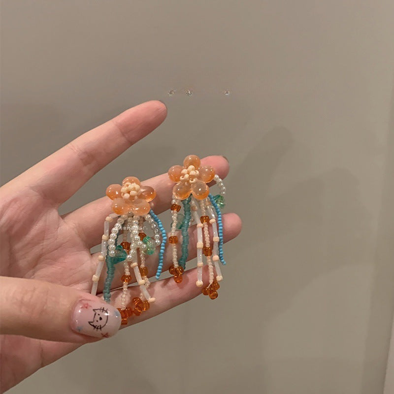 Dopamine Colorful Flower Earrings Suitable for Spring Sweet Cute Young Heart Stud Earrings for Women 2025 New Model