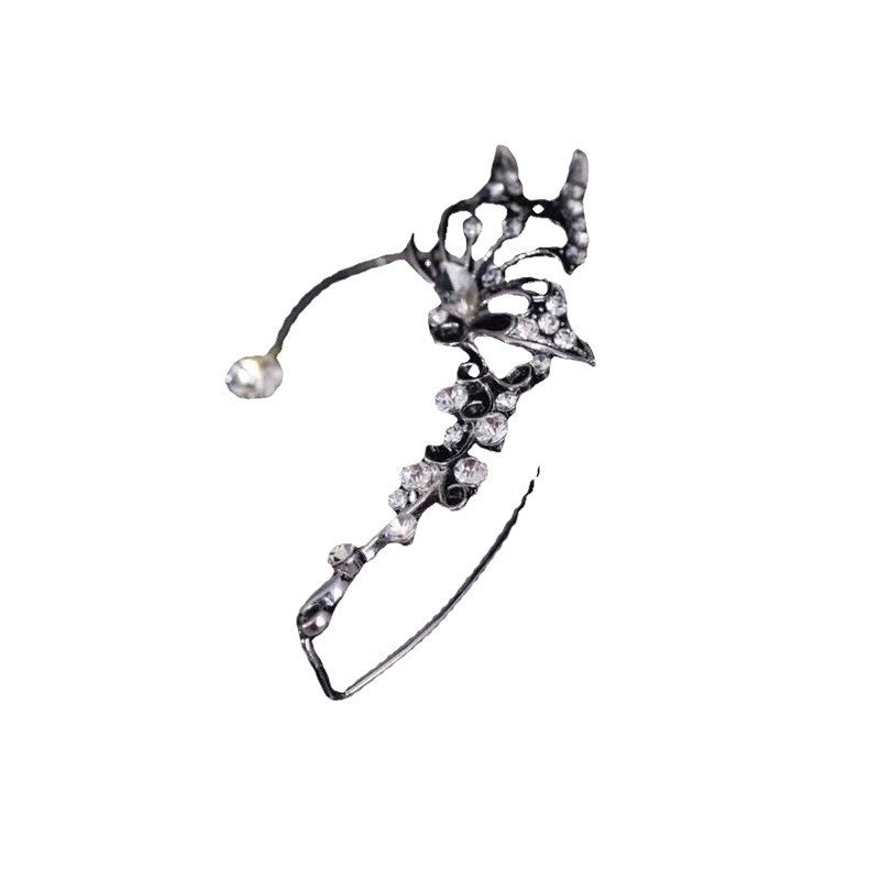 Hollow Zircon Butterfly Ear Hook Ear Clip Fairy One-Piece Elegant No Ear Piercing Required Ear Clip Earrings