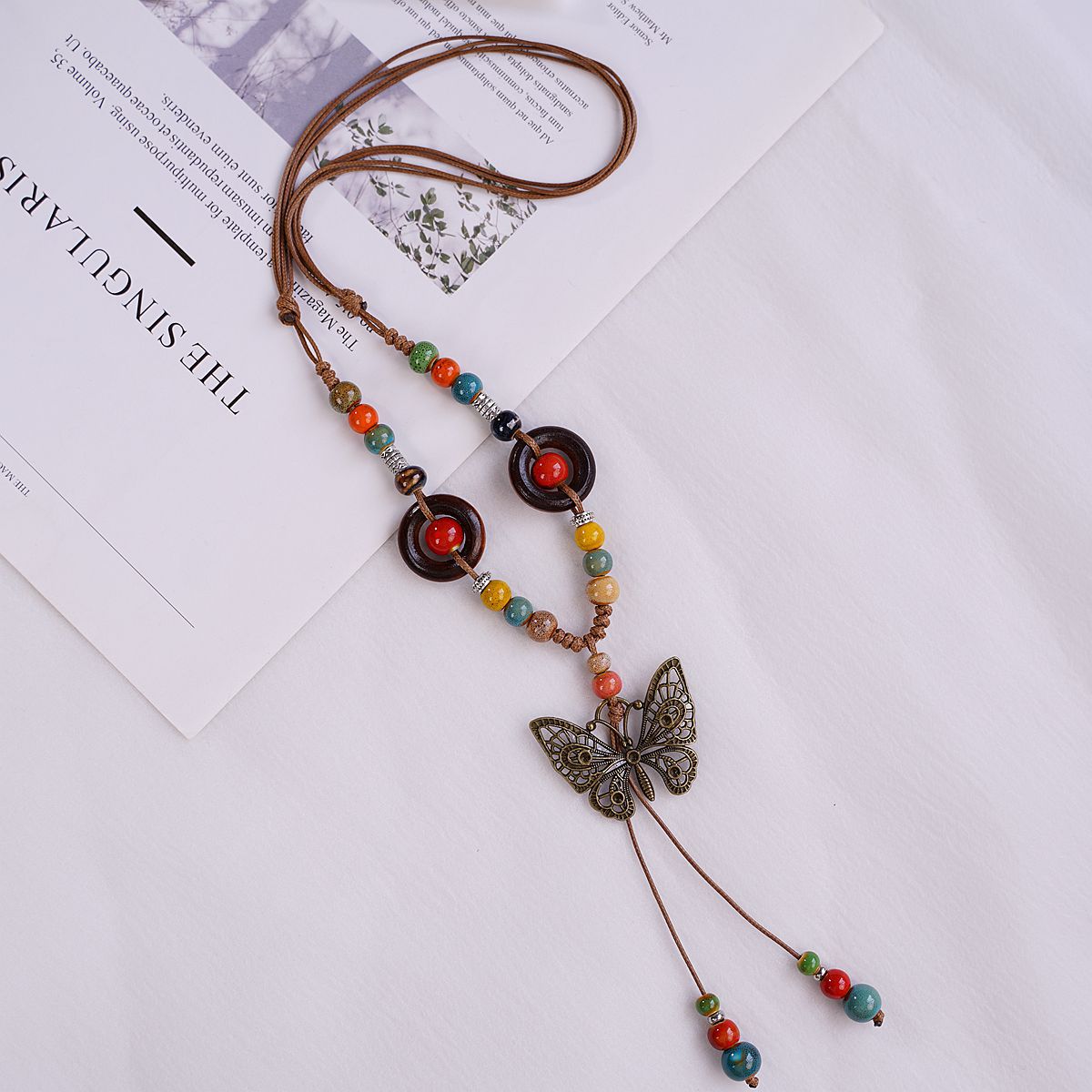 Jingdezhen Ceramic Necklace Women's Light Luxury Niche Autumn and Winter Sweater Necklace