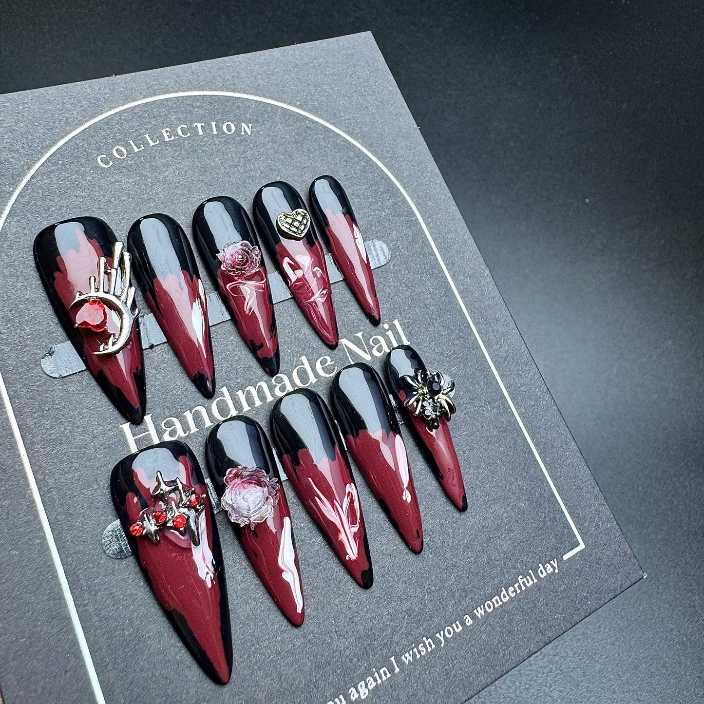 Wearable Nail Tips High-End Halloween Limited Edition Handmade Hand-Painted Dark Finished Nail Stickers