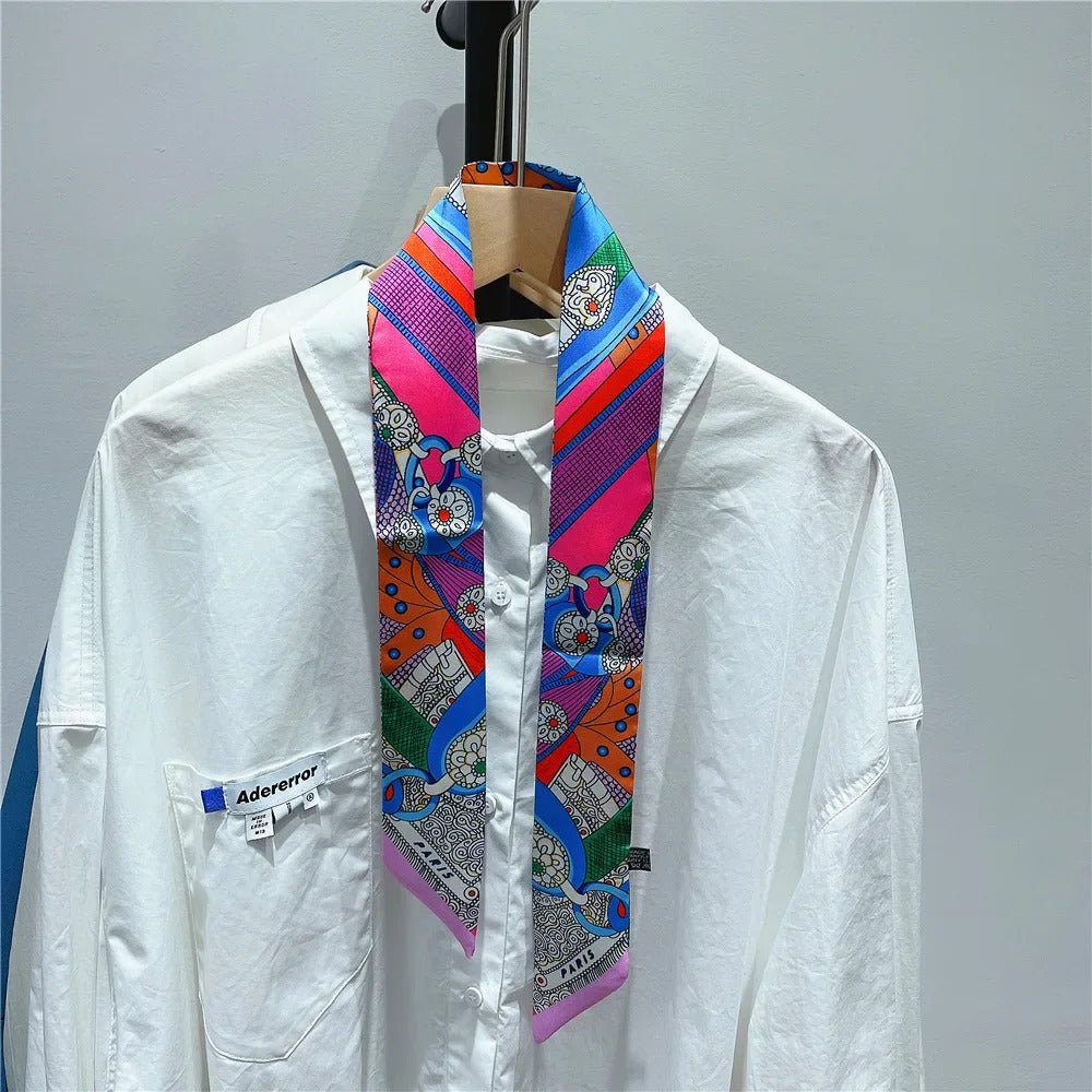 Fashion New Women's Twill Decorative Ribbon Small Scarf Binding Bag Handle Ribbon Hair Band Small Scarf Headband Scarf for Women