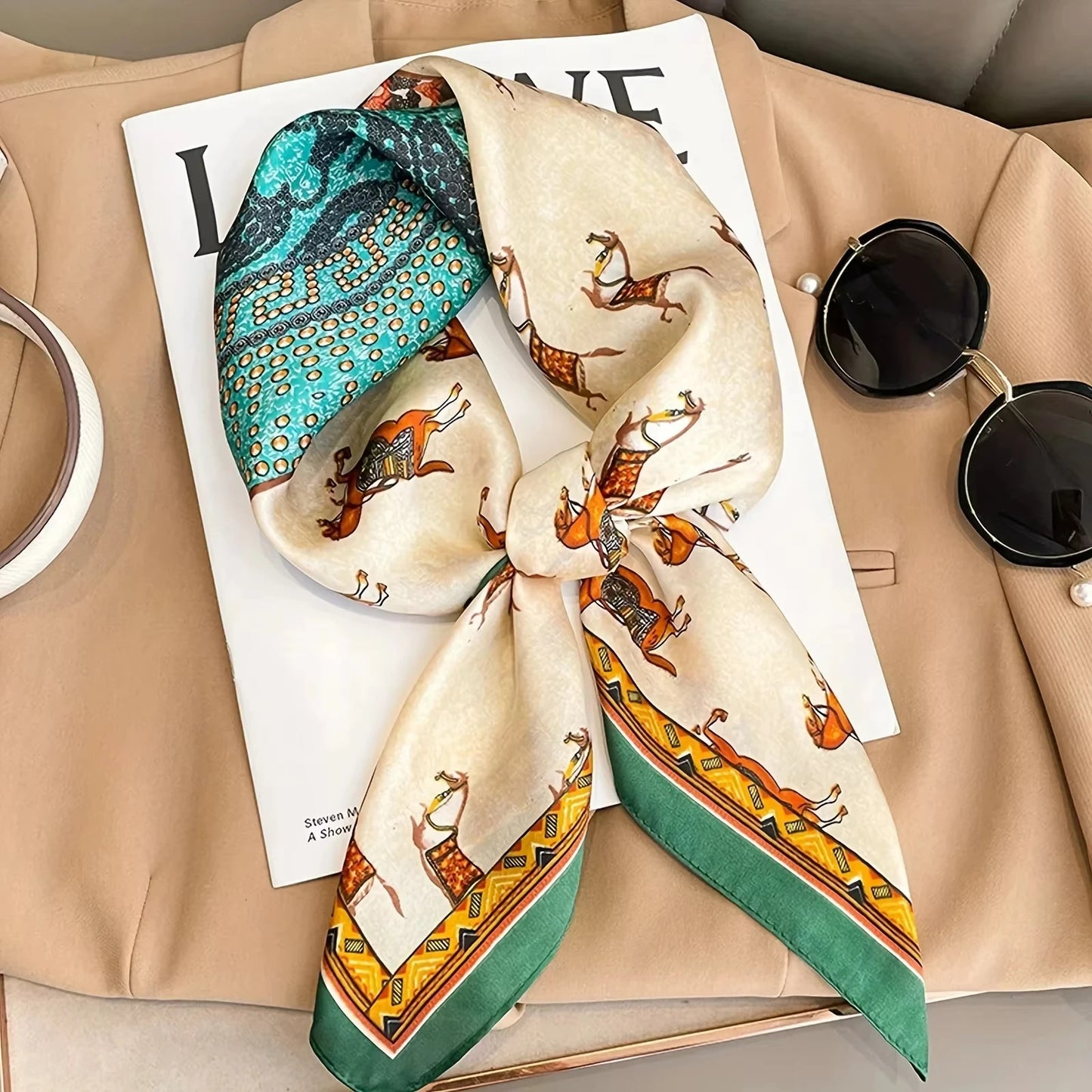 Luxury Silk Shawl Square Scarf for Women Satin Fashion Wraps Neckerchief Female Hair Bands Ribbon Headband Bandana 70X70CM