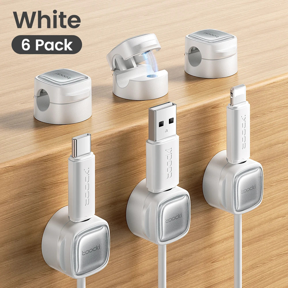 Toocki LX06 Magnetic Cable Clips Under Desk Cable Organizer Management Phone Cable Line Cleaning Magnetic WireKeeper Cord Holder
