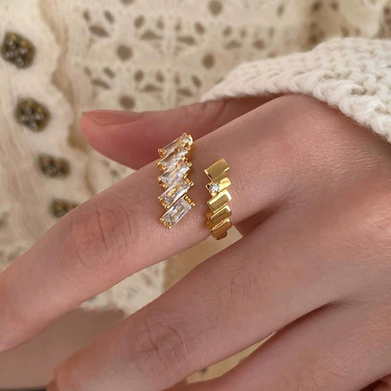 Sand Gold Opening Adjustable Frosted Ring Women's Fashion Sweet Light Luxury Niche Exquisite Ring Ancient Design