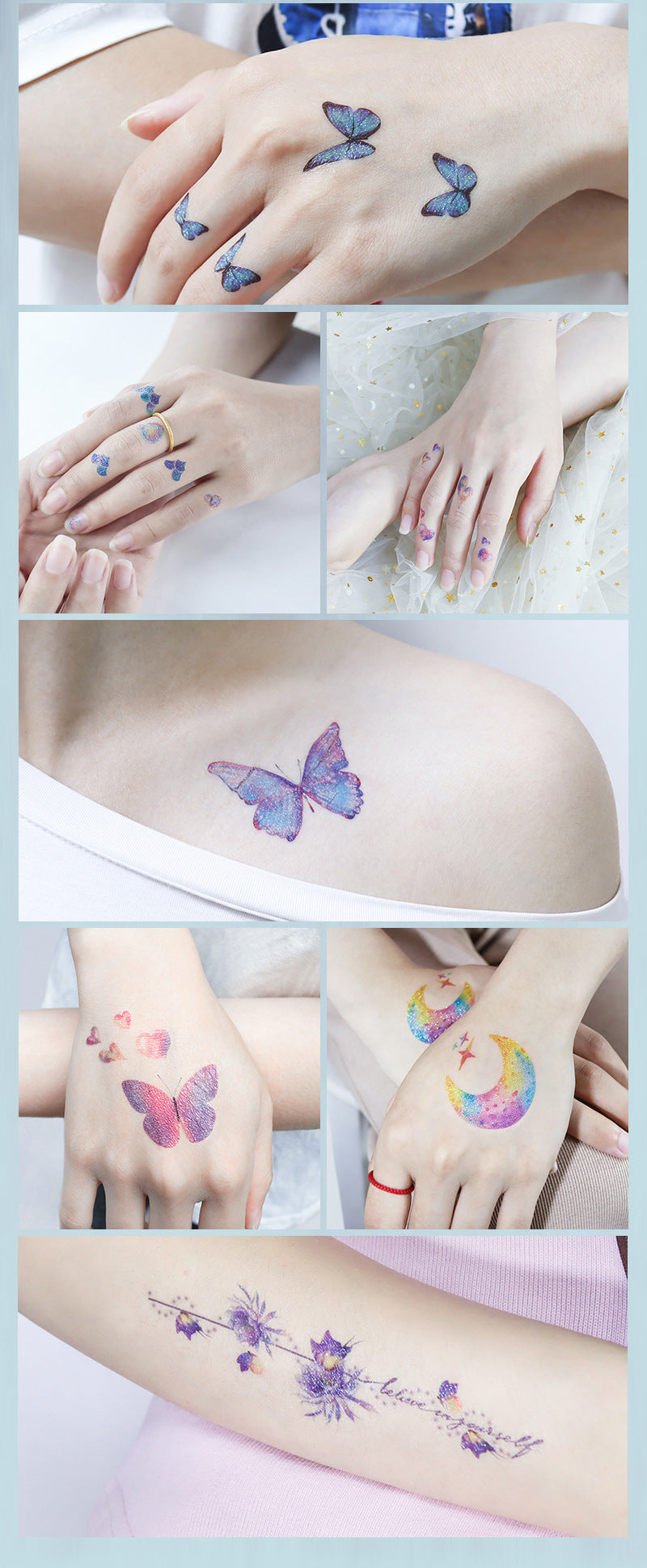Glitter Gradient Butterfly Wing Tattoo Eye Corner Face Stickers Children's Eye Makeup DIY Stickers Fish Scale Performance Catwalk