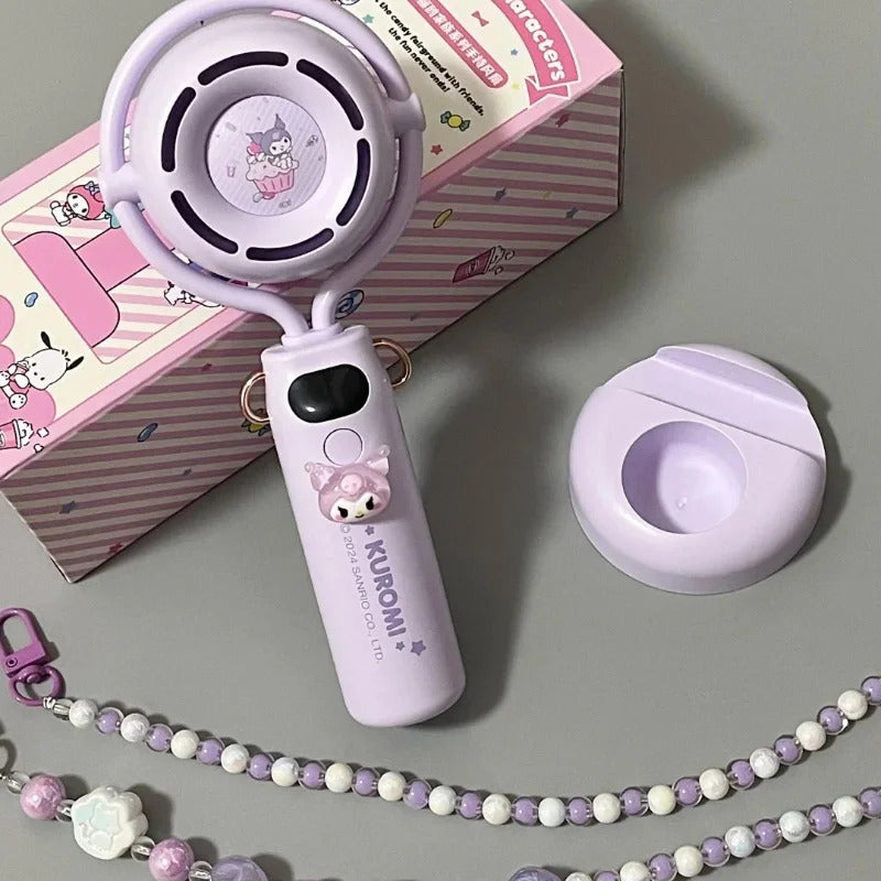 10000 Ma Sanrio Usb Folding Handheld Mini Fan Kuromi Pachacco Portable Hanging Neck Fan Bladeless Ultra-quiet Strong Breeze Fans