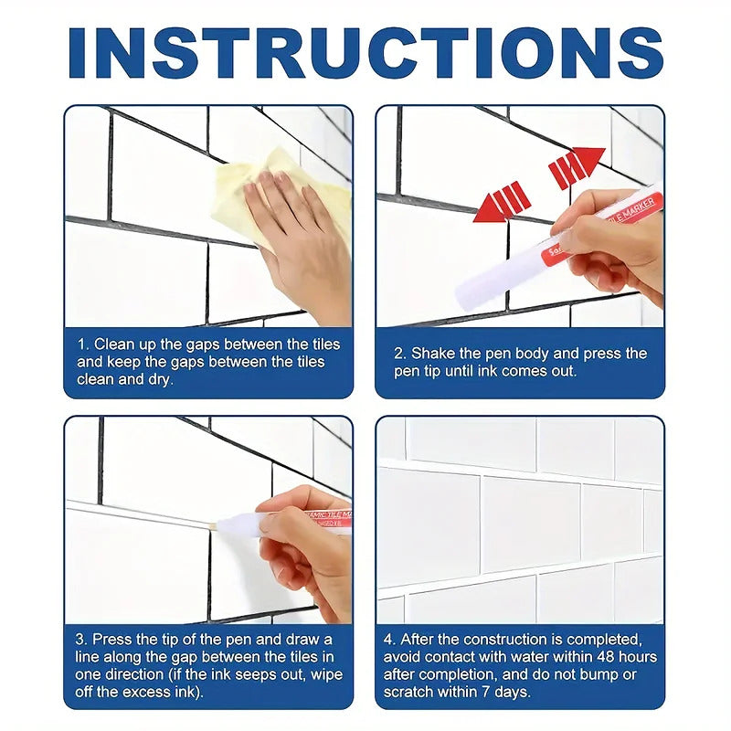 1pc Waterproof Tile Marker Grout Pen Wall Seam Pen For Tiles Floor Bathroom Decontamination Seam Repair Tools, For Hotel