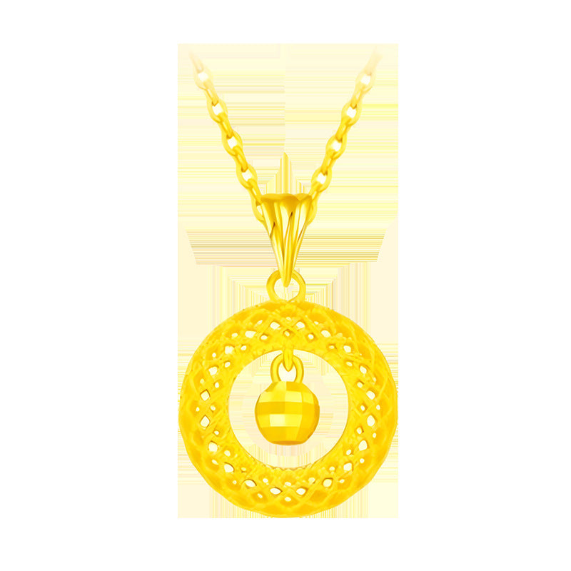 Vietnam Sand Gold Dream Catcher Filigree Peace Buckle Necklace Pendant Fortune Bead Necklace Light Luxury Niche Jewelry