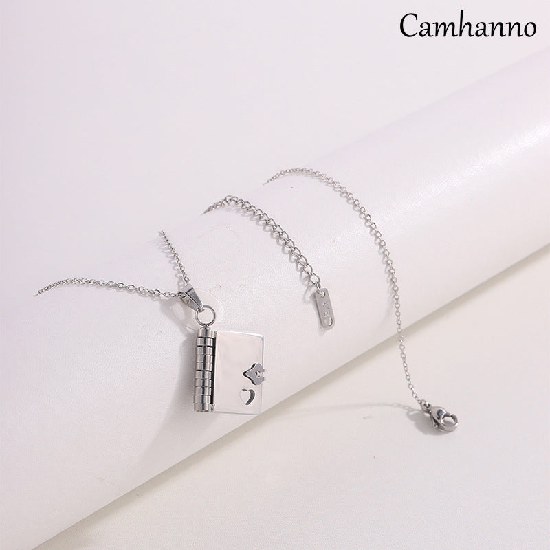 Titanium Steel Women's Love Letter Necklace Openable Pendant Couple New Style Personality Temperament Necklace Clavicle Chain