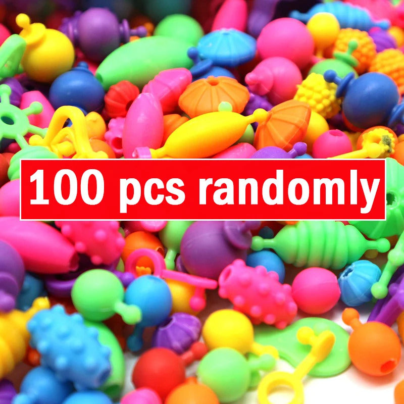 100pcs Pop Beads Children Girls Princess Jewelry Making Kit Creative Necklace Bracelet Rings DIY Ideal Christmas Birthday Gifts