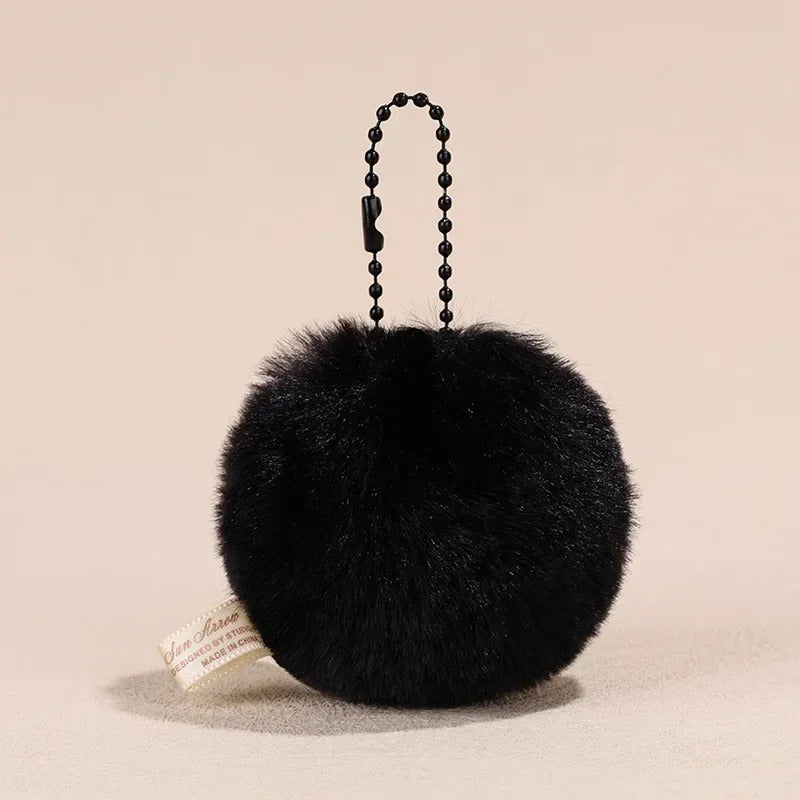 Lovely Plush Small Coal Ball Keychain Pendant Toys