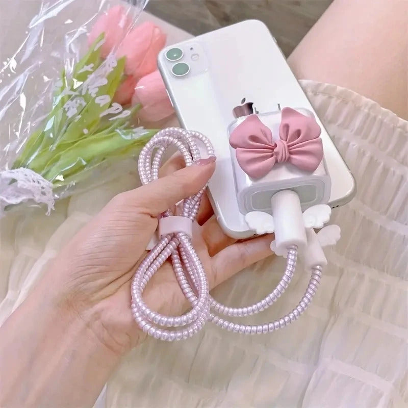 3D New Cable Charger Protection Case For IPhone 15 14 13 Pro Max 18W 20W Original Charger Cable Data Line Wire Spiral Protector