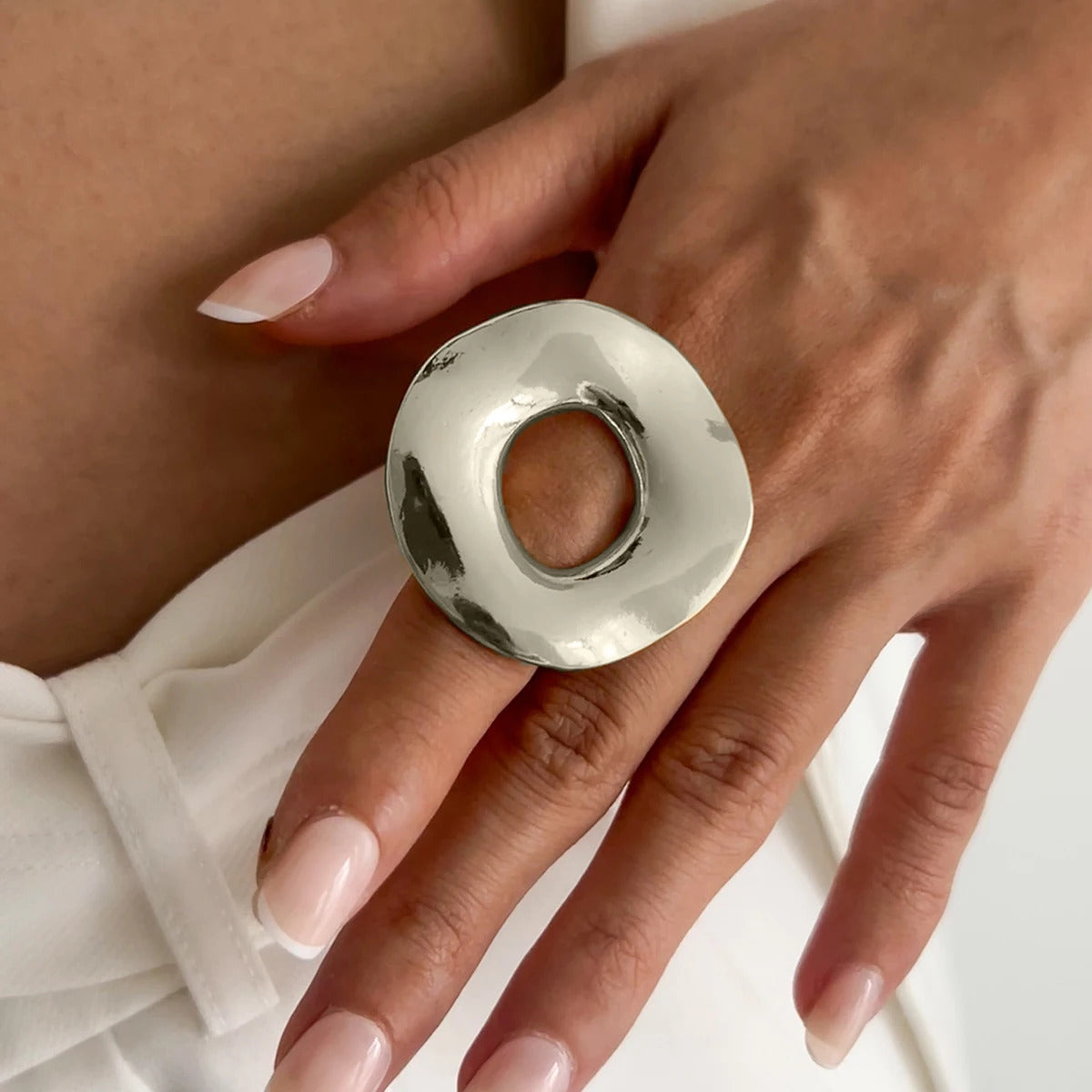 Ingemark Creative Unique Metal Petal Flower Branch Open Ring Women Punk Gold Color Geometric Adjustable Rings Y2K Couple Jewelry