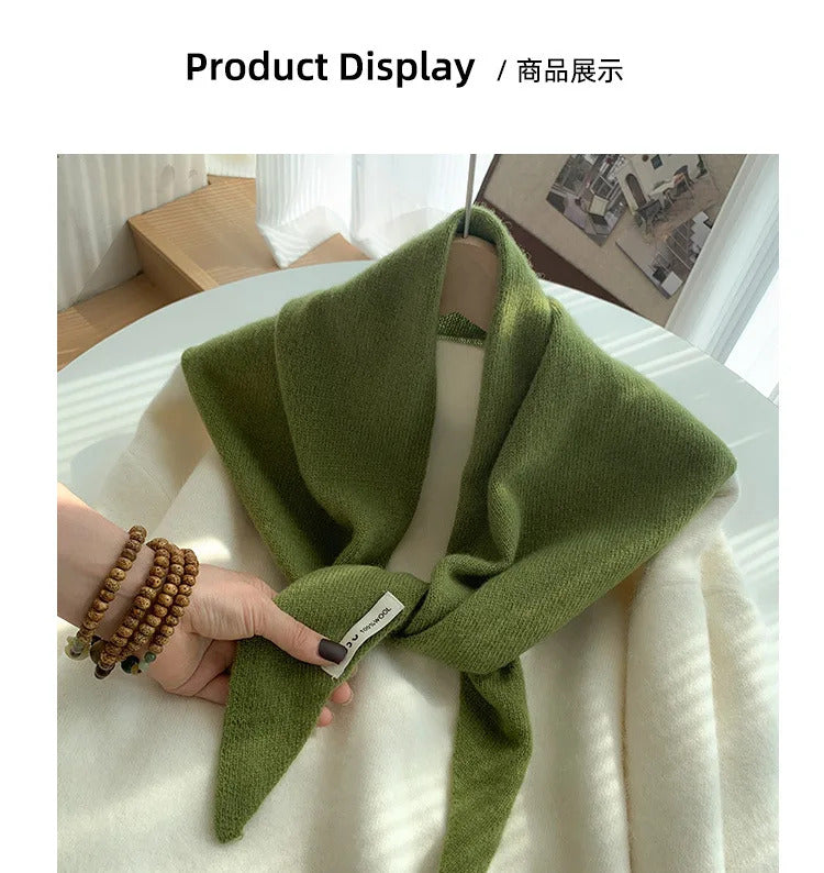 British Korean Triangle Scarf  Niche Wool  Triangular Scarf Women Headscarf Knitted Scarf Multi-functional Warm Knitted Scarf