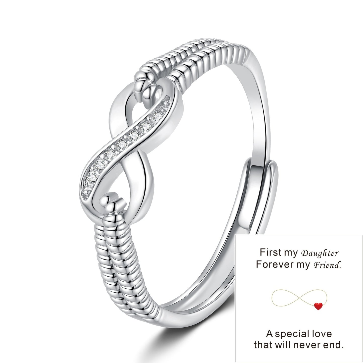 Amazon European and American Fashion Women's Engagement Ring Wish Hot Sale Personalized Creative Diamond-Encrusted Figure-8 Ring Wholesale