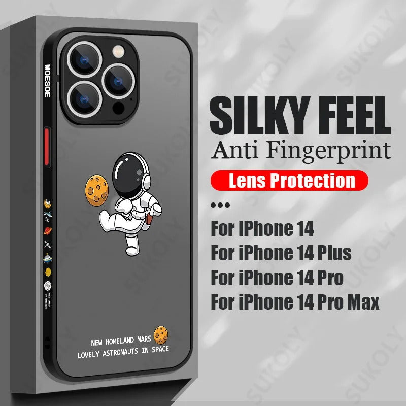 Astronaut Acrylic Phone Case For iPhone 16 13 14 Pro 15 16 Max 12 Pro Max 11 14 15 Plus Shockproof Matte Cartoon Hard Back Cover