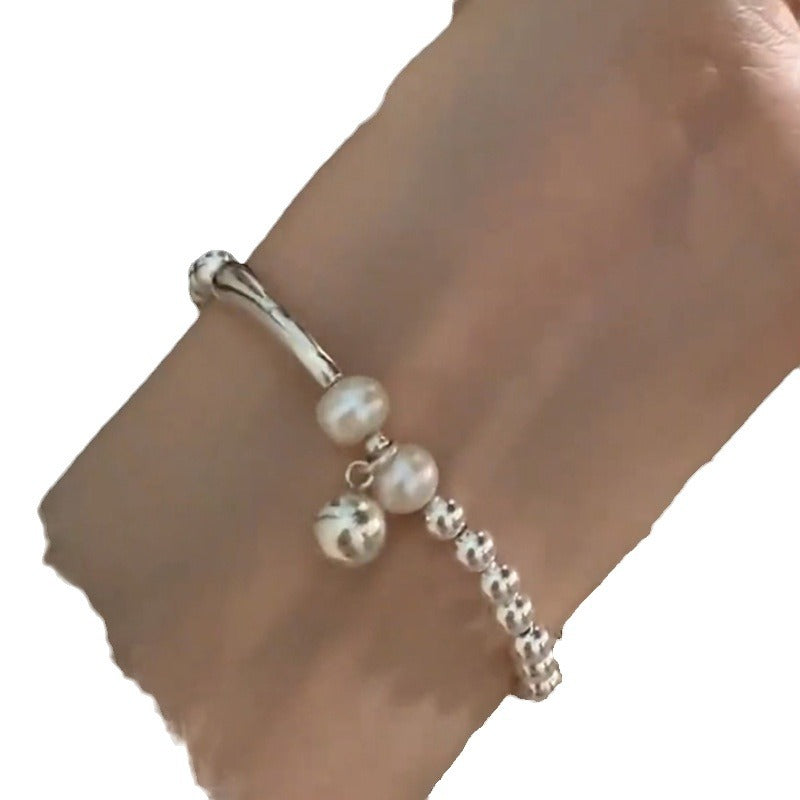 S925 Sterling Silver Beaded Pearl Bracelet for Women, Minimalist Style, Simple and Versatile, Niche High-end Feel Jewelry