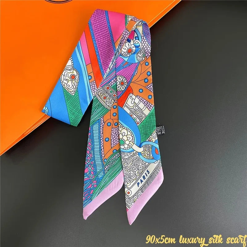 Fashion New Women's Twill Decorative Ribbon Small Scarf Binding Bag Handle Ribbon Hair Band Small Scarf Headband Scarf for Women