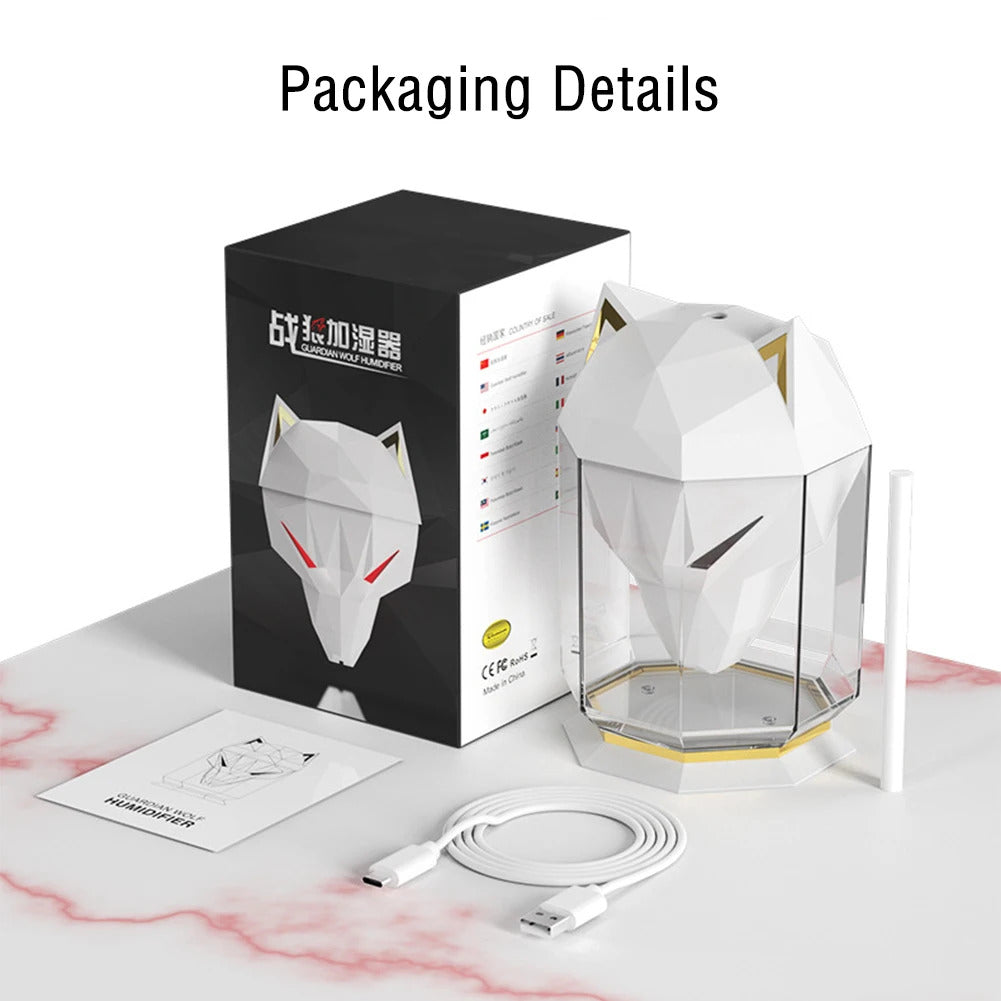 2022 NEW Wolf Head Humidifier 650ml USB Aromatherapy Humidifiers Diffusers with Color Wolf Eye Night Light Air Humidificador