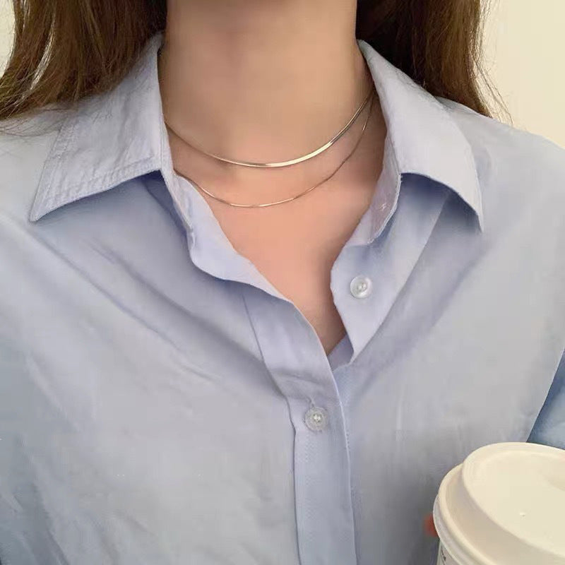 Titanium Steel No Fading! Double Layer Twin Snake Bone Fine Necklace Female Special-Interest Design High-Grade Sensory Chain Lock Sweet Cool Bone Chain