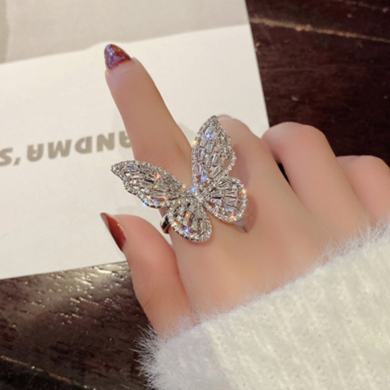 Ring jewelry batch hollow butterfly ring exaggerated ring does not fade jewelry