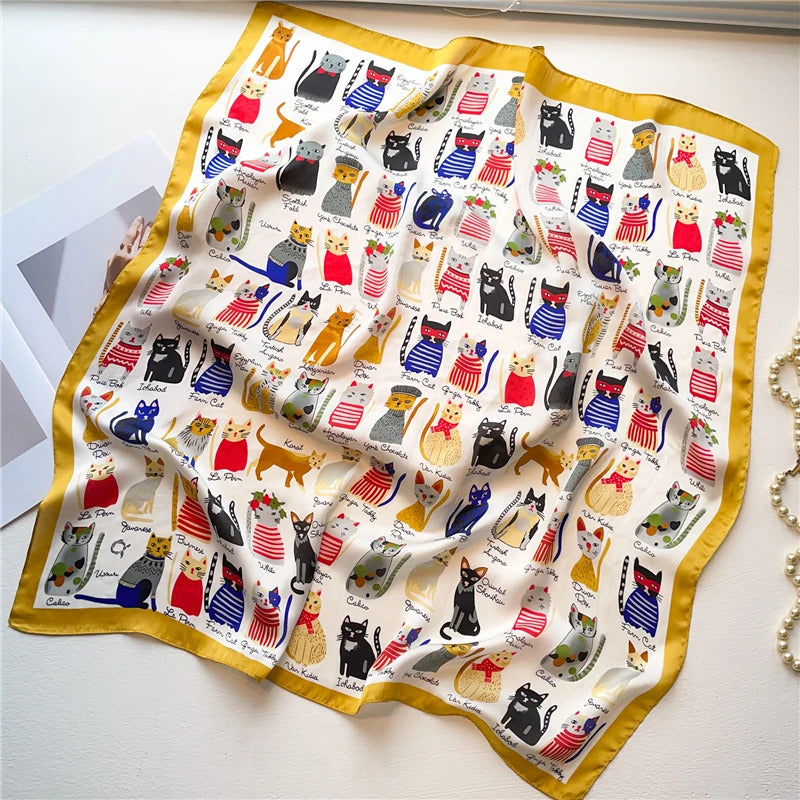 70cm imitation Silk Square Scarf Women Satin Bandana Print Head Band Fashion Lady Hair Shawl Wrap Female Neckerchief Hijab
