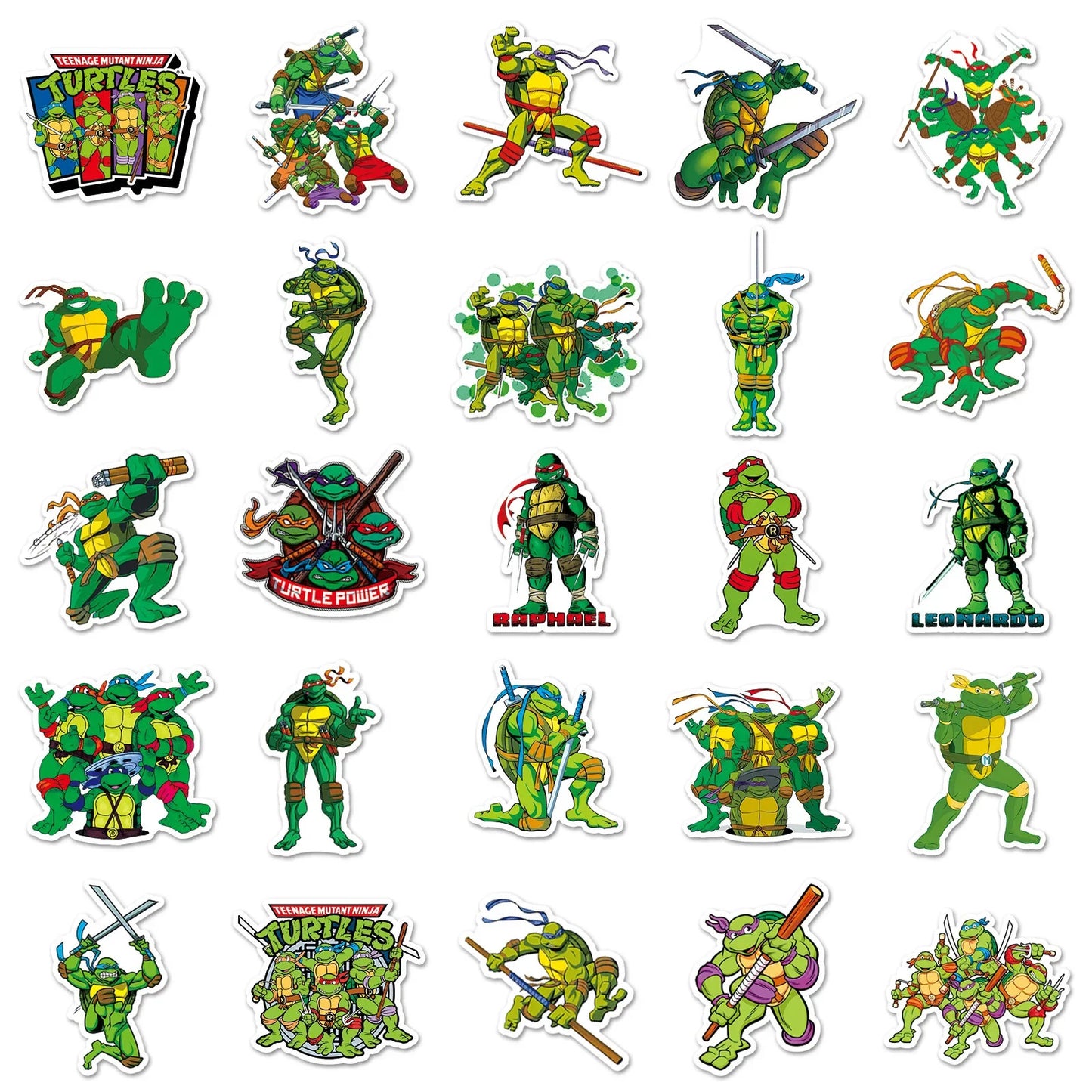 52Pcs/set Ninja Turtles TMNT Anime Stickers Kawaii Cartoon Cute Aesthetic Decal Decoration Laptop Motorcycle Luggage Car Sticker