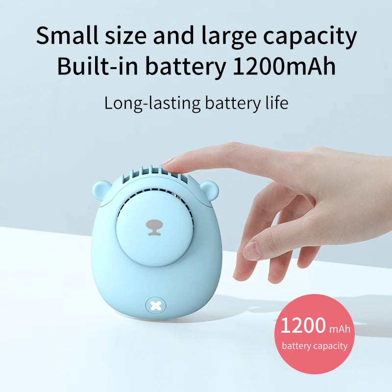 Portable Hanging Neck Fan Mini Lazy Cooling Fans USB Charging 1200mAH Li-ion Battery Sports Cooler Fan for Outdoor Travel